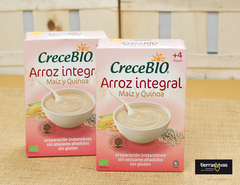 Papilla de arroz integral, maiz y quinoa +4 meses ecológica CreceBio (230gr)